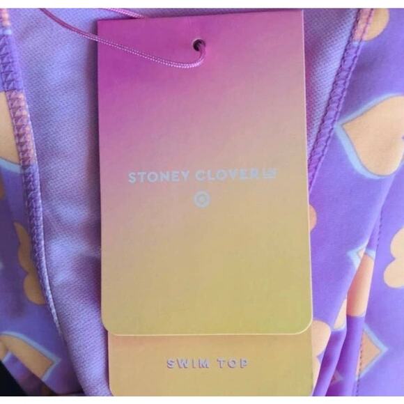 New Stoney x Clover Ruffle Heart Bikini Top Pink Orange Hearts Size 2X - Picture 3 of 3